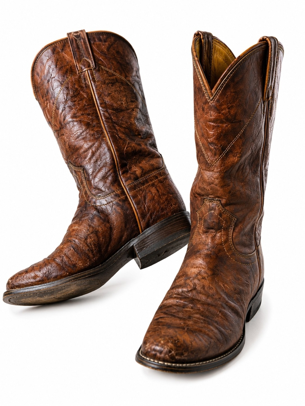 Justin Men's Brown Leather Western Cowboy Boots Size 9.5 D